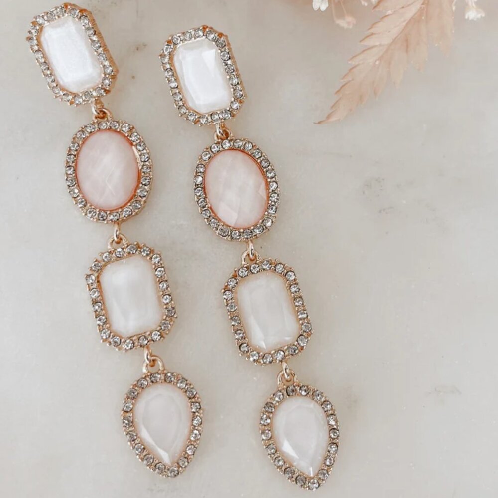 Untamed Petals Hailey Blush Crystal Drop Earrings